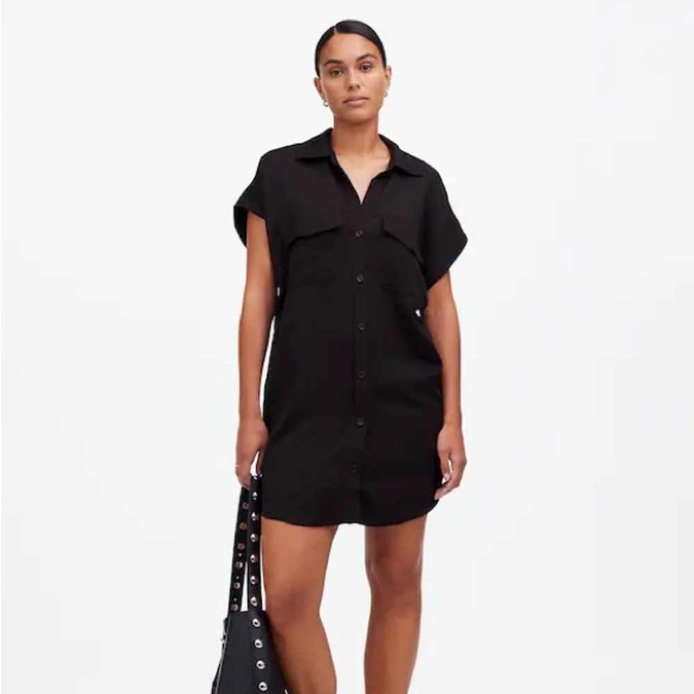 Utility Button-Front Midi Shirt Dress